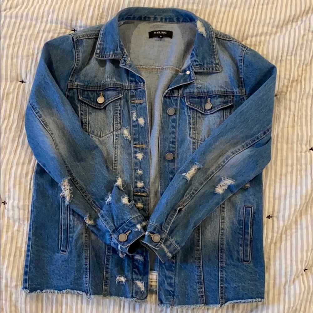 Black Label distressed jean jacket